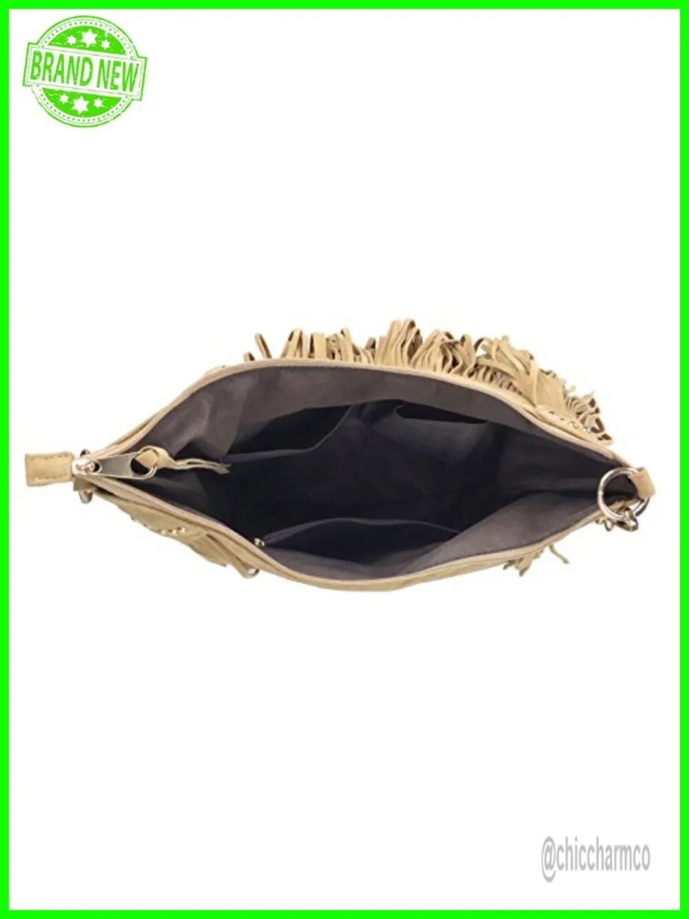 Faux Suede Leather Hobo Bag with Tassels & Chain Strap